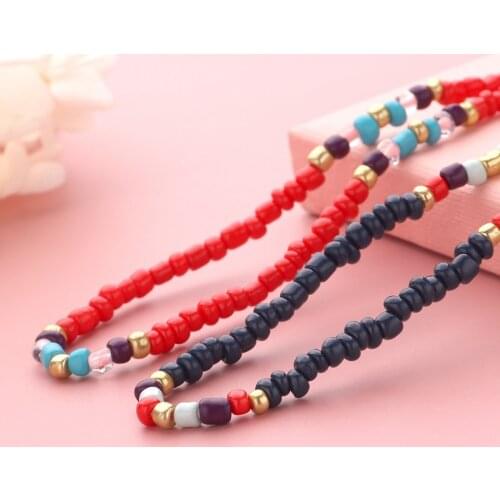 Women Boho Beaded Choker Handmade Cute Boho Bead Necklace Beaded Necklace