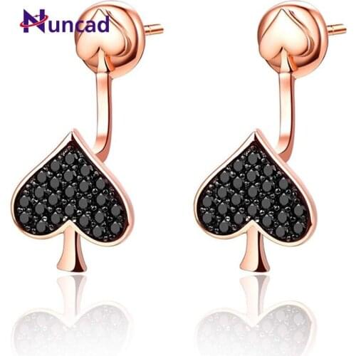 NUNCAD Earrings Ladies Stud Earrings Poker Spade Black 925 Zirconia Sterling Earrings Women Jewelry Stud Earrings
