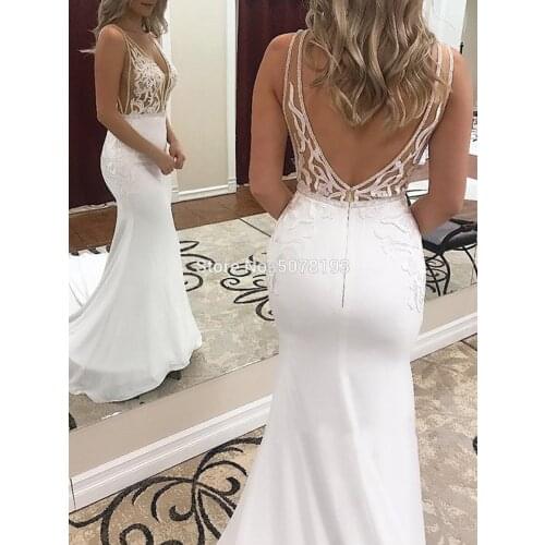 132 white fashion V-neck natural mermaid/trumpet chiffon evening dresses/formal party gowns appliques&beaded free shipping