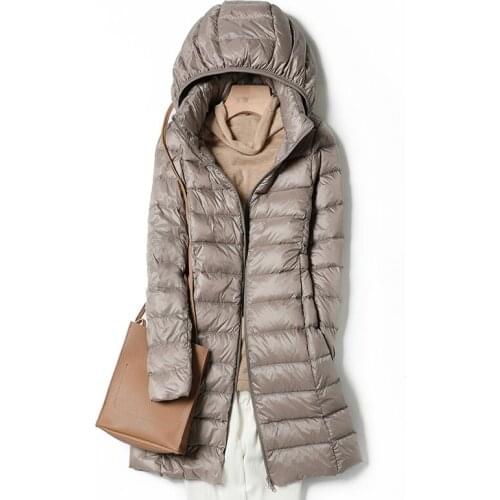 Winter Plus Size 5XL Womens Down Jackets Ultra Light Long Hooded 90%White Duck Down Coat Casual Autumn Coat Slim Parkas