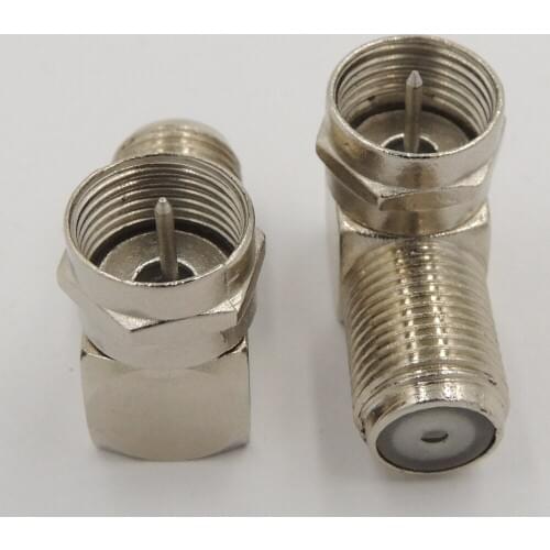 100pcs F male plug to F female jack right angle adapter 90 Degree Coax TV