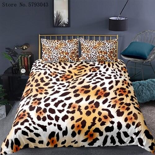 2/3 Pieces Leopard Bedding Set 3D Print Animals Skin Duvet Cover Single Queen King Bed Quilt Cover Home Textile Bed Cover Set