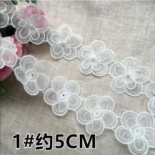 2Yds/lot 10Style white flowers lace applique diy embroidery flower clothing wedding accessories applique /lace SC078