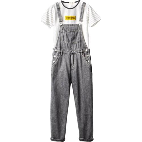 2020 Japanese retro straight denim overalls mens overalls hip hop loose street jumpsuit mens suspenders