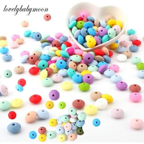 50pcs Lentil Silicone Beads 12mm Food Grade Rodent DIY Baby Pendant Necklace Teething Toy Baby Teether childrens products