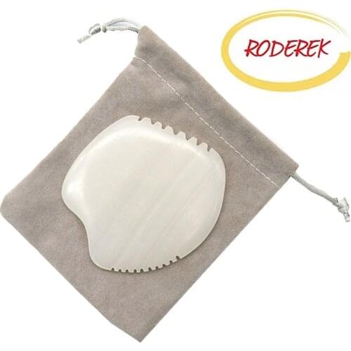 Afghan White Jade Facial Massagers with Teeth Shape, Guasha for Skin Care