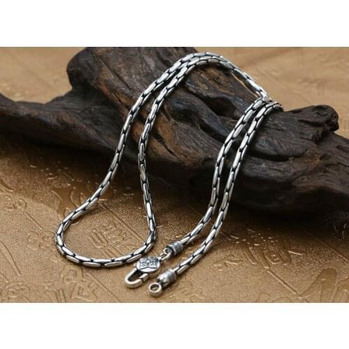 3mm Real Solid 925 Sterling Silver Necklace Rectangular Chain Men Women S4689