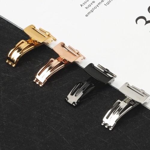 Black Siliver Watchband Clasp For Audemars for Piguet Strap buckle 18mm Leather Silicone Watch band Bracelet butterfly buckle