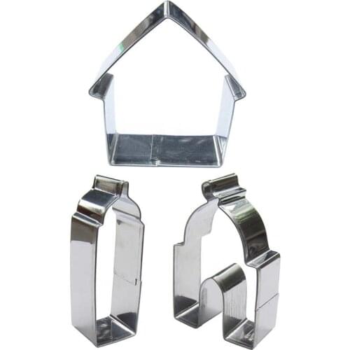 Wooden houses, Towers,mosque shape 3 piece biscuit cutting molds, baking tools, cake decorating soft candy tools