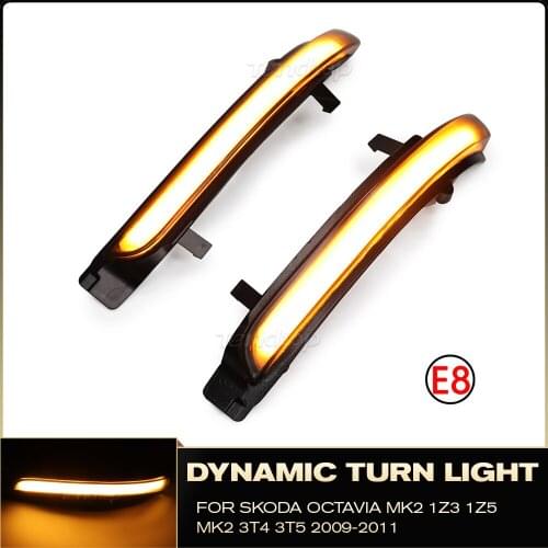For Skoda Octavia MK2 1Z3 1Z5 2009-2013 MK2 3T4 3T5 2008-2014 Dynamic LED Blinker Indicator Mirror Turn Light Signal Repeater