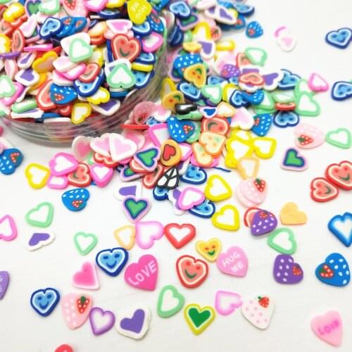 20g/lot 5mm Love Heart Polymer Clay Colorful Hearts for DIY Crafts Tiny Cute Accessories Assorted Designs