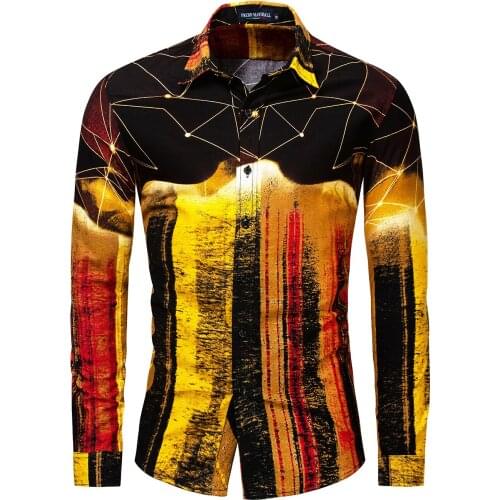 Fashion Mens Luxury Long Sleeve Shirt Casual Slim Fit Stylish Dresstops New Style Mens Cotton Color Matching Europe America