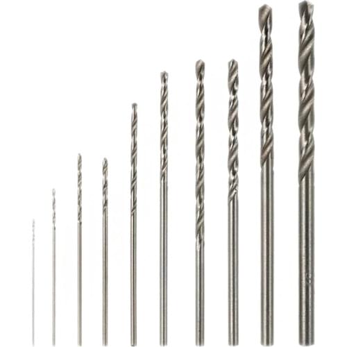 10Pcs/1 Set Mini High Speed White Steel Twist Drill Bit Set for Dremel Rotary Tool HSS