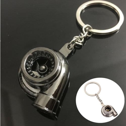 New Universal Car House Cool Gunmetal Spinning Turbo Keychain Turbocharger Keyring Creative Design Auto Stylish Accessories