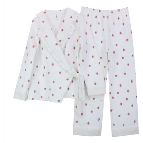 Maternity clothes autumn and winter new kimono thickened warmth nursing pajamas quilted confinement clothes