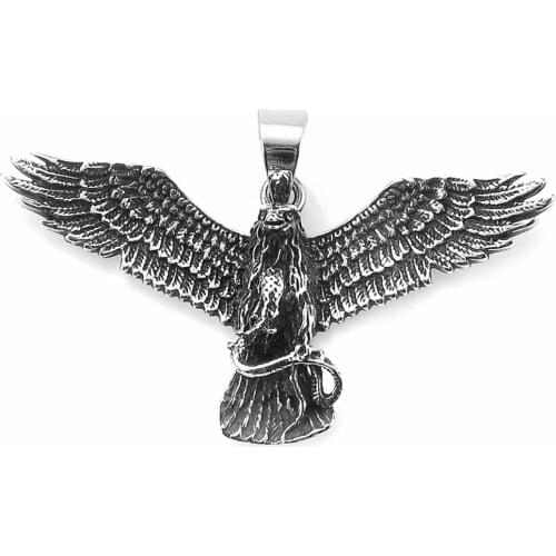 Hawk Catch Snake Necklace 316L Stainless Steel Jewelry Fashion Flying Eagle Biker Pendant