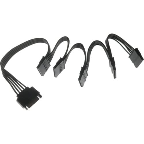 PC Computer Hard Drive 15pin SATA Male to Female 1to 5 SATA Splitter Adapter Converter Power Supply Cable Cord 18AWG Wire Black