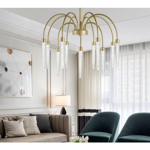 Postmodern creative living room chandelier Nordic light luxury glass strip simple dining room lamp study bedroom chandelier