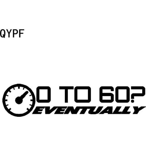 QYPF 16.5CM*3.8CM Fun 0 To 60? Eventually Retro-reflective Vinyl Motorcycle Car Sticker Decal Black Silver C15-2958