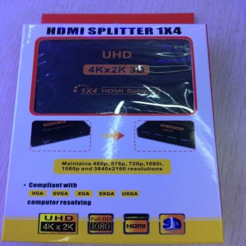 20pcs/lot 3D 4K*2K Full HD 1080p 1X4 HDMI Splitter Adapter HDMI Switch HDMI Splitter 1X4 Amplifier Dual Display For HDTV DVD PS3