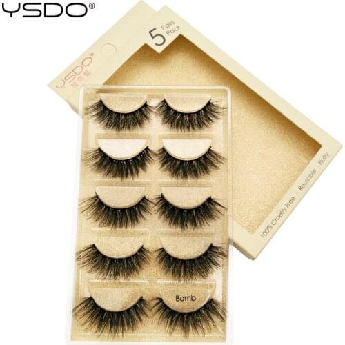 YSDO 3/5pairs eyelashes 3d faux mink lashes natural lashes hand made mink eyelashes long false eyelashes makeup 3d volume lashes