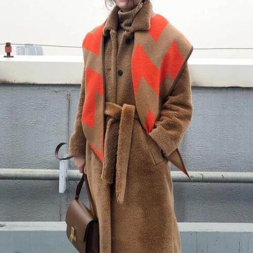 Winter Shawls Women Triangle Cloak Thickened Diamond Scarf Lady Scarves Female Striped Soft Warm