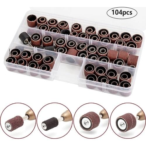 104pcs Drum sanding bands Jumbo Drum Sanding Kit Fits Dremel Includes Rubber Drum Mandrels
