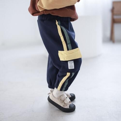 Toddler Boys Pants Casual Striped Big Pocket Spring Autumn Trousers for Boy Elastic Waist Kids Baby Girls Sweatpants 2 - 7 Years