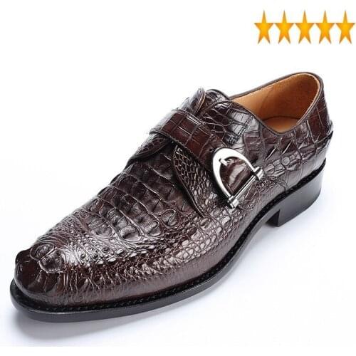 Work New Black Brown Business Genuine Crocodile Leather Men Pointed Toe Dress Shoes Party Wedding Office Footwear