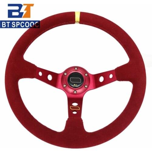 Universl 14 inch 350mm Suede Car Racing Sport Steering Wheel Deep Corn Drift Sport Steering Wheel Racing Style Car Accessories