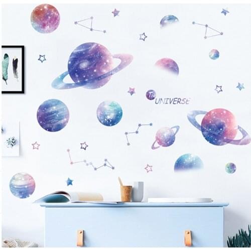 The Universe Wall Sticker Boy Girl Kids Rooms Decoration Aesthetic Nordic Style Poster self adhesive Wallpaper Wall Art Mural