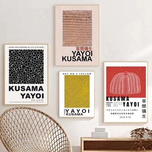 Yayoi Kusama Artwork Exhibition Posters and Prints Gallery Wall Art Pictures Museum Canvas Painting for Living Room Home Decor