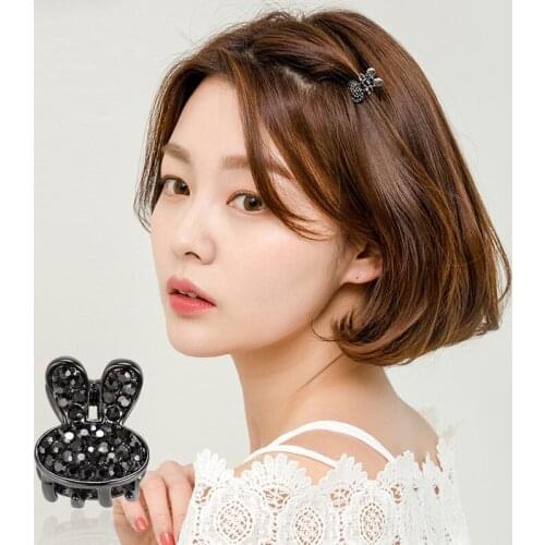 CHIMERA Fashion Small Hair Claws Crab Black Rhinestone Cute Rabbit Hair Clips Mini Crystal Hair Accessories for Women Girls