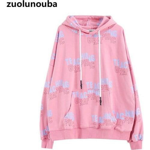 Autumn 2020 Casual Fashion Harajuku Women Sweatshirt Korean Version Loose Cartoon Letter Printing Commuter Sweet Female Hoodie