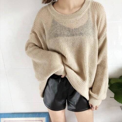 Pullover Sweater 2021 Thin Round Neck Autumn Spring Loose Knit long-sleeved Big Yard Women Sweter Sweaters Vestidos LXJ991