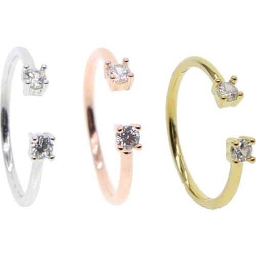 100% 925 sterling silver Midi double cz paved Open finger Rings for Women Kunckle Ring Jewelry valentine Gift delicate tiny ring