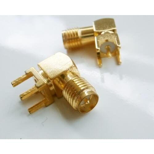1Pcs RP-SMA Connector Female Jack Plug Center Right Angle Solder PCB Mount RF Connector Adapter