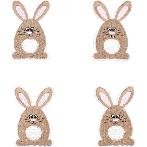 10pcs Cartoon Cute Rabbit Patch Iron On Animal Stickers DIY Jeans Schoolbag Coats Sweaters Shirts Fabric Appliques Badge Patches