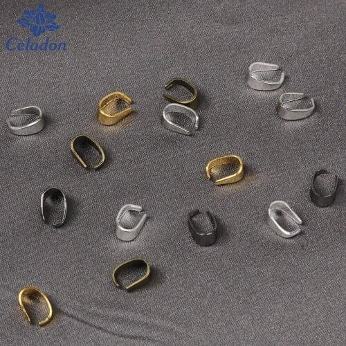 100pcs 4x9mm Pendant Pinch Bail Clasps For DIY Jewelry Findings Accessories