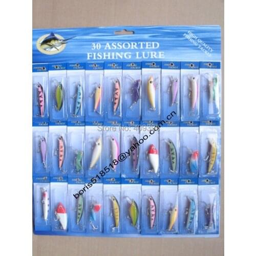 30pcs 3g-5g Plastic fishing lure Hard fishing lure mixed sizes and colors Free shipping