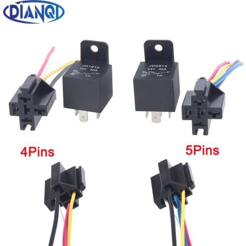 4 Pin/ 5 Pin DC 12V/24V 40A Waterproof Car Relay Long Life Automotive Relays Normally Open DC 12V/24V Relay With Relay Socket