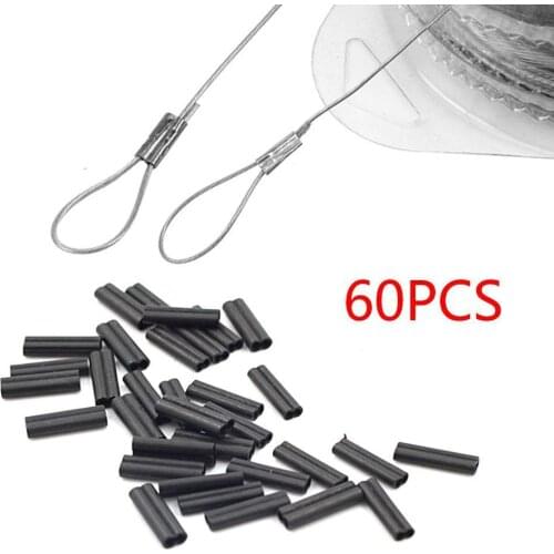 60pcs Carp Fishing KRIMPS For stiff Coated Braids Crimps or Leader Rigs Mono Ronnie Rigs Hair 1.2mm