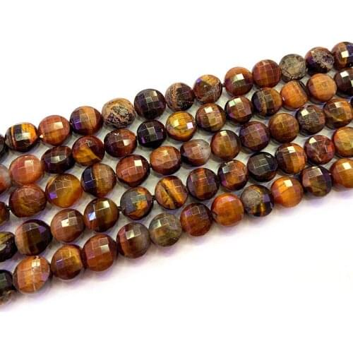 7-8mm Natural Tiger Eye Beads Faceted Coin Button Spacer DIY Loose Beads For Jewelry Making Beads Accessories For Women Gift