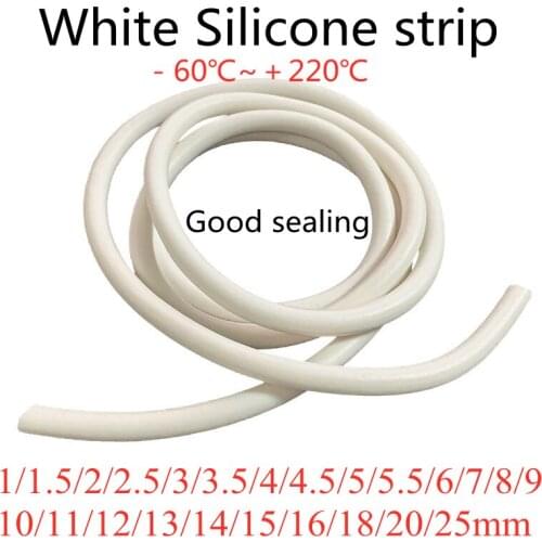 White 1/1.5/2/2.5/3/4/5/6/7/10/11/15/14/18/20/25mm Silicone Solid Seal Strip Round Dia Seal Oring White High Temperature Resist