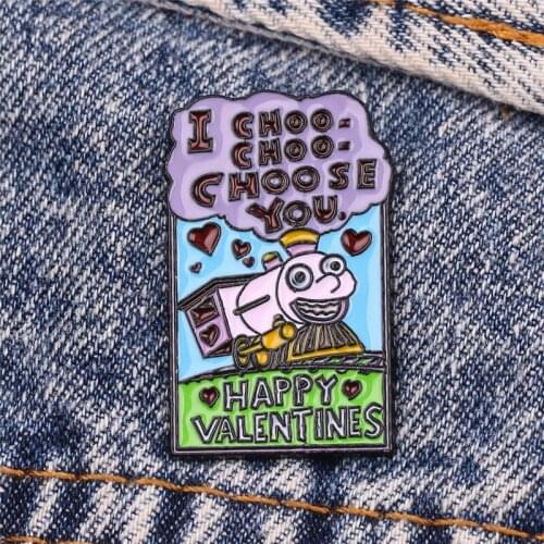 I choo- choo- choose you brooch sweet love bubbles badge pins pink train Enamel pins happy Valentines gift for girlfriend