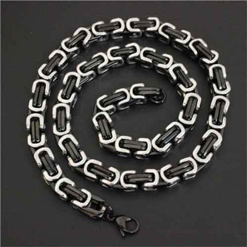 22 inch 8mm/6mm/4mm Cool Neck Jean Chain 316L Stainless Steel Fashion Polishing Black Silver Plated Motorcycles Biker Necklace