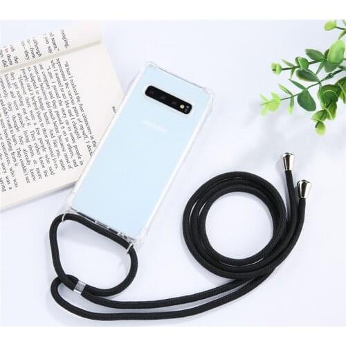 Funda de telefono movil para Samsung S8 S9 S10 8A 50 A70 A7 A8 A9, correa de pulsera de color solido transparente