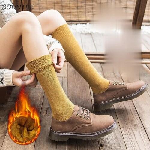Stockings Women Warm Comfortable Solid Student All-match Simple Female Thicker Autumn Winter Fashion Prevalent Korean Style Chic