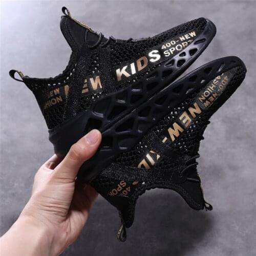 Kids Running Sneakers Mesh Black Tennis Sport Shoes for Boys Lightweight Children Casual Walking Shoes Breathable Girls Sneakers