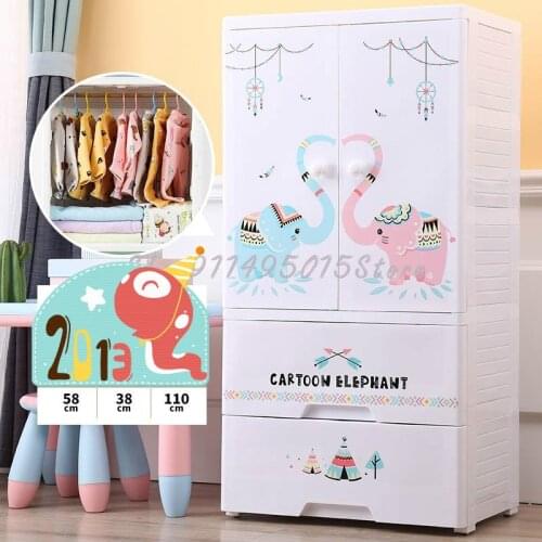 Increase Childrens Wardrobe Cartoon Simple Bedroom Storage Cabinet Double Door Hanging Wardrobe Baby Hanging Wardrobe